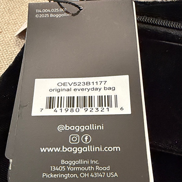 baggallini Black Velvet Original Everyday Bag/NWT - Picture 13 of 15